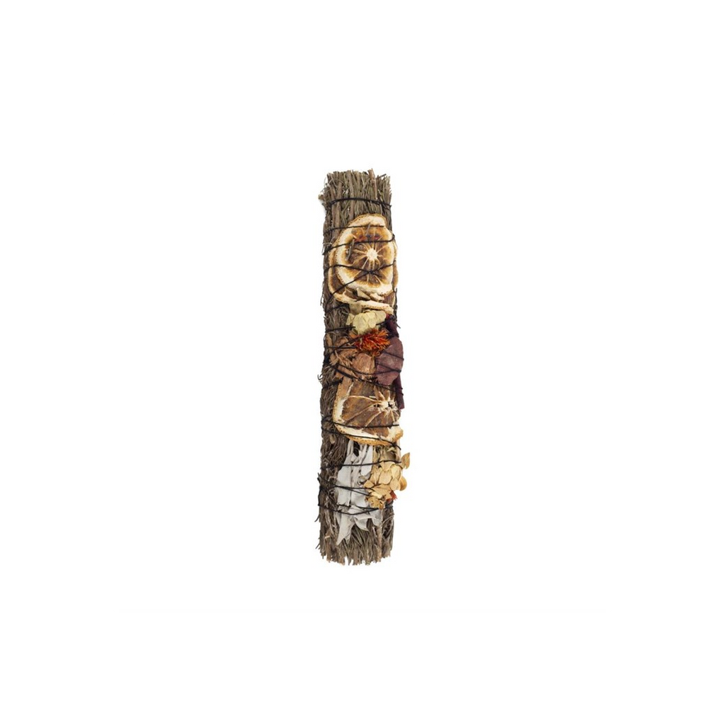 9in Ritual Wand Smudge Stick with Rosemary, Palo Santo and Red Jasper